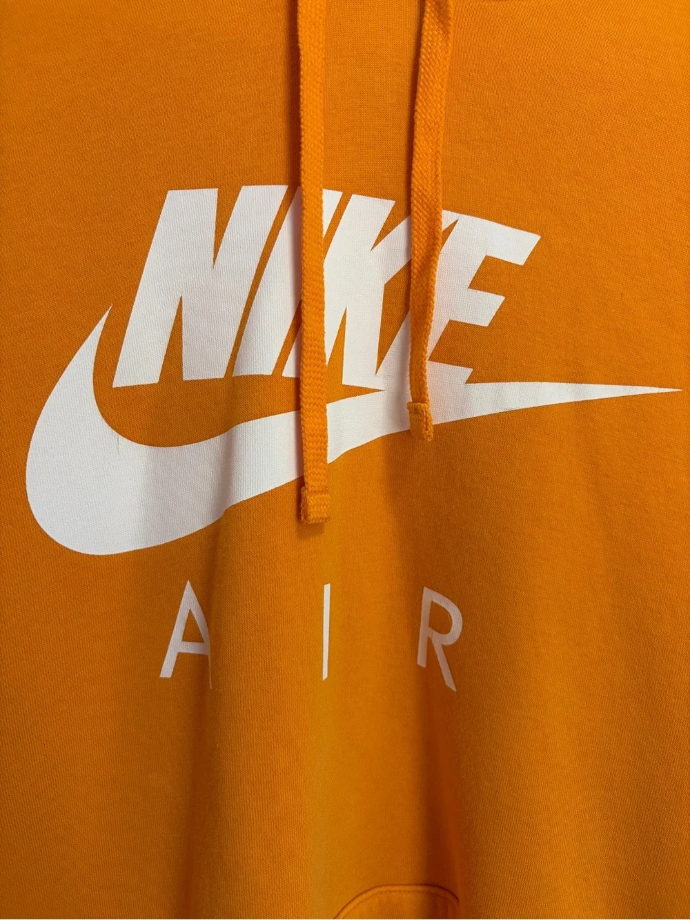 Nike Air Orange Pullover Sweatshirt Hoodie White Logo Mens XL used